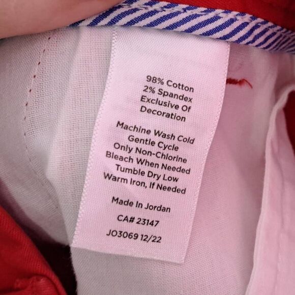 Talbots Red Relaxed Chino Short 7” Seersucker Cuffs Women’s Size 4 Preppy NWOT - Picture 8 of 8